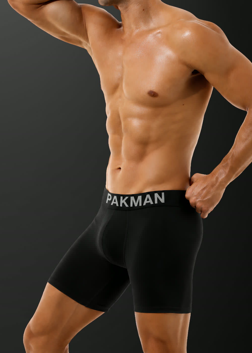 PAKMAN performance boxer brief, side profile