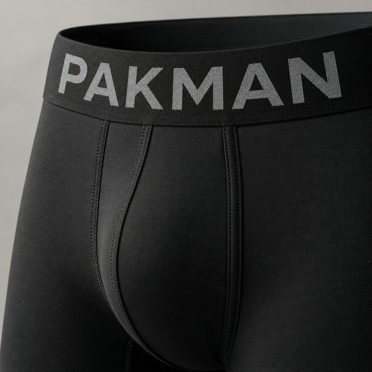 PAKMAN Performance Boxer Brief waistband and front panel close-up